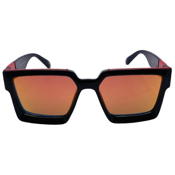 6143 | Black/Red Square Mirrored Sunglasses - Picture 1 of 5
